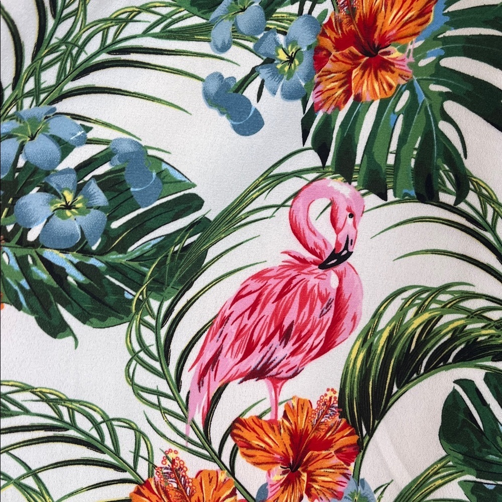 Rachel Zoe Tropical Print Flamingos Halter Tank Shirt Size Small - Picture 9 of 9